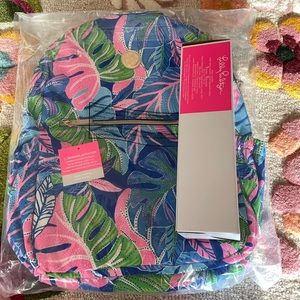 NWT GWP Lilly Pulitzer Backpack & Water Bottle in Blue Grotto Beleaf In Yourself